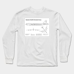 Boeing B-52 Stratofortress - Airplane Blueprint - BD Long Sleeve T-Shirt